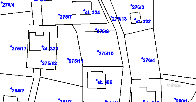 Parcela st. 275/10 v KÚ Čenkovice, Katastrální mapa