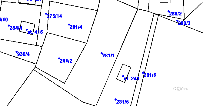 Parcela st. 281/1 v KÚ Čenkovice, Katastrální mapa