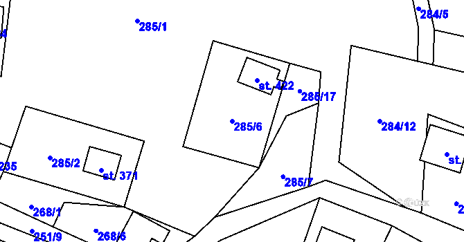 Parcela st. 285/6 v KÚ Čenkovice, Katastrální mapa