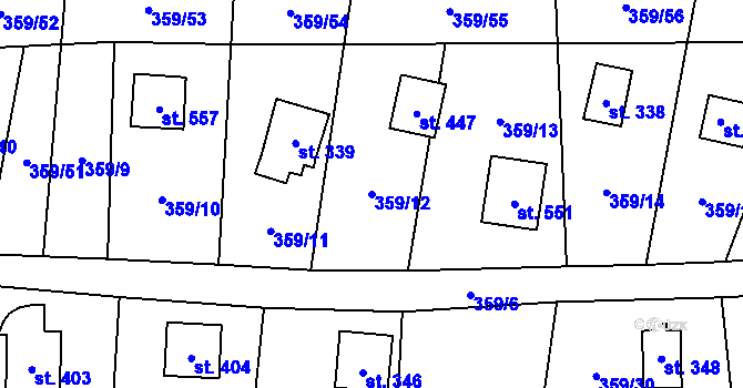 Parcela st. 359/12 v KÚ Čenkovice, Katastrální mapa