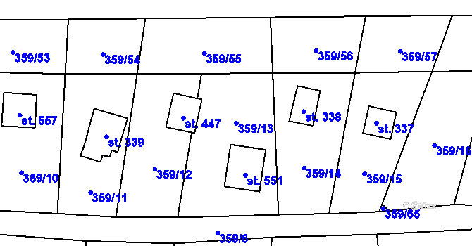 Parcela st. 359/13 v KÚ Čenkovice, Katastrální mapa
