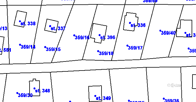 Parcela st. 359/18 v KÚ Čenkovice, Katastrální mapa