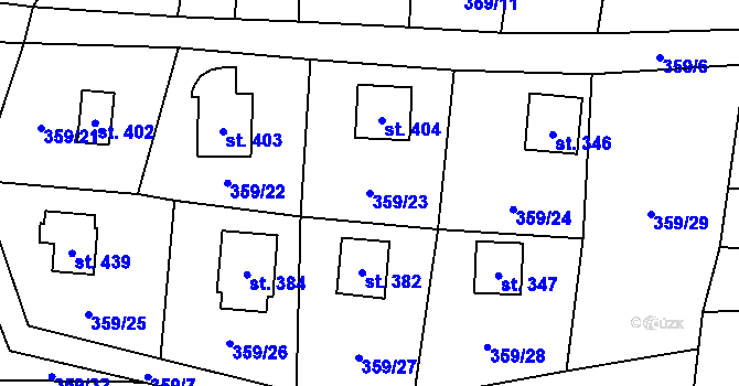 Parcela st. 359/23 v KÚ Čenkovice, Katastrální mapa
