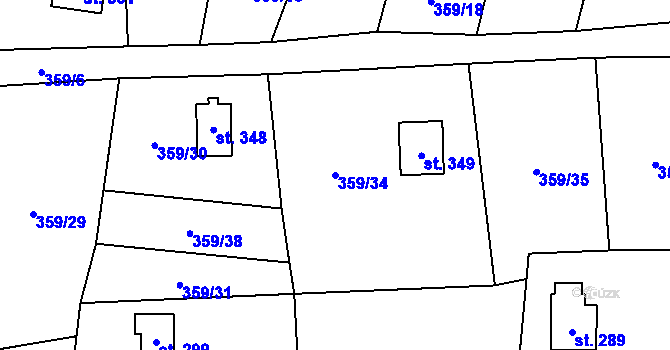 Parcela st. 359/34 v KÚ Čenkovice, Katastrální mapa