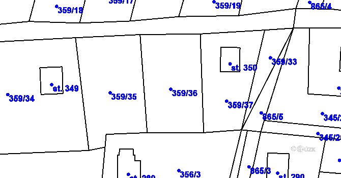 Parcela st. 359/36 v KÚ Čenkovice, Katastrální mapa