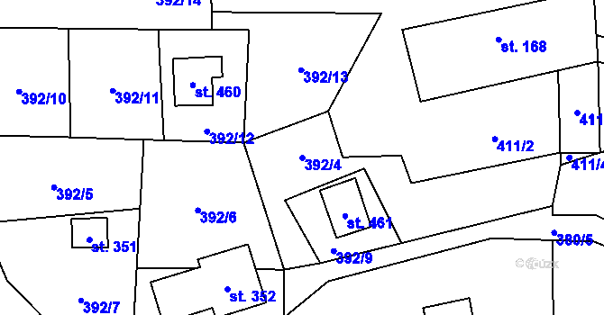 Parcela st. 392/4 v KÚ Čenkovice, Katastrální mapa