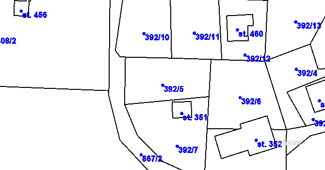 Parcela st. 392/5 v KÚ Čenkovice, Katastrální mapa