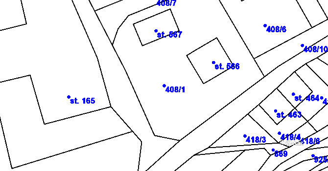 Parcela st. 408/1 v KÚ Čenkovice, Katastrální mapa