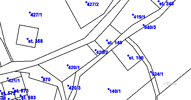 Parcela st. 420/2 v KÚ Čenkovice, Katastrální mapa