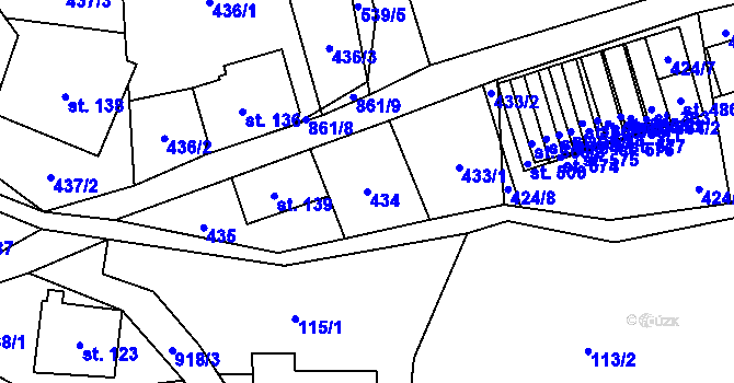 Parcela st. 434 v KÚ Čenkovice, Katastrální mapa