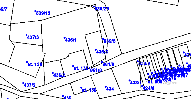 Parcela st. 436/3 v KÚ Čenkovice, Katastrální mapa