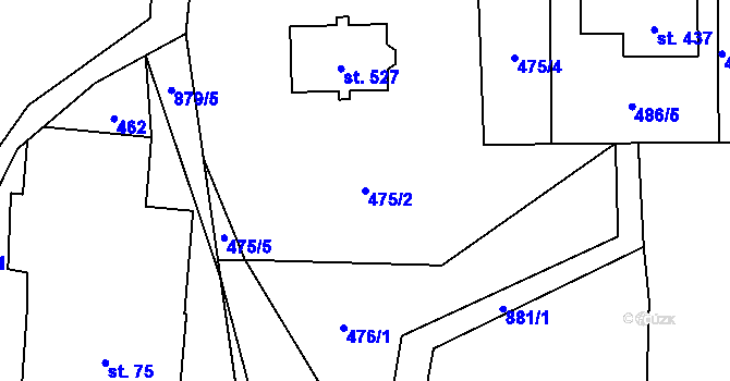 Parcela st. 475/2 v KÚ Čenkovice, Katastrální mapa