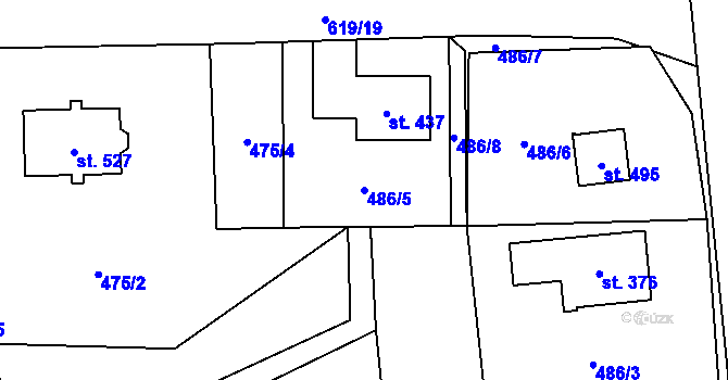 Parcela st. 486/5 v KÚ Čenkovice, Katastrální mapa
