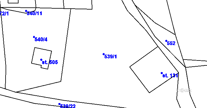 Parcela st. 539/1 v KÚ Čenkovice, Katastrální mapa