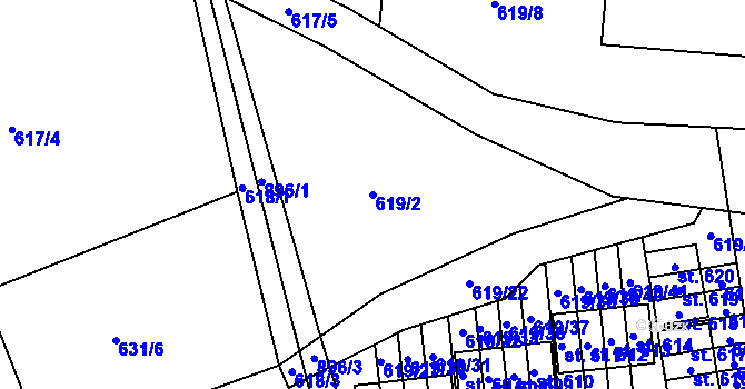 Parcela st. 619/2 v KÚ Čenkovice, Katastrální mapa
