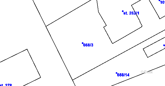Parcela st. 668/3 v KÚ Čenkovice, Katastrální mapa