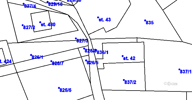 Parcela st. 836/1 v KÚ Čenkovice, Katastrální mapa