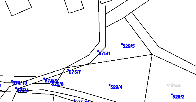 Parcela st. 875/1 v KÚ Čenkovice, Katastrální mapa