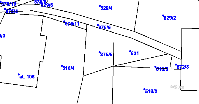 Parcela st. 875/5 v KÚ Čenkovice, Katastrální mapa