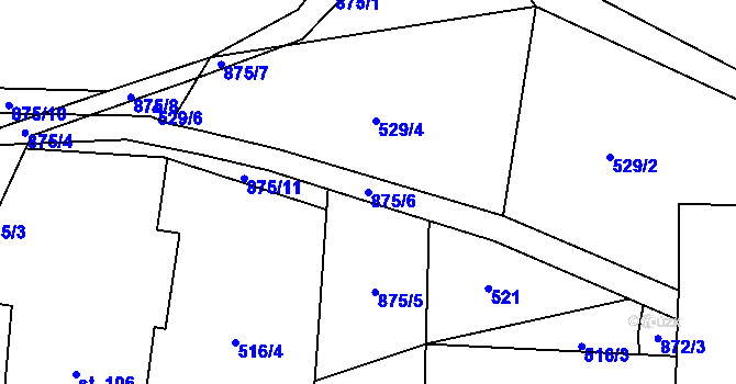 Parcela st. 875/6 v KÚ Čenkovice, Katastrální mapa