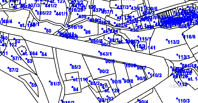 Parcela st. 943/1 v KÚ Čenkovice, Katastrální mapa