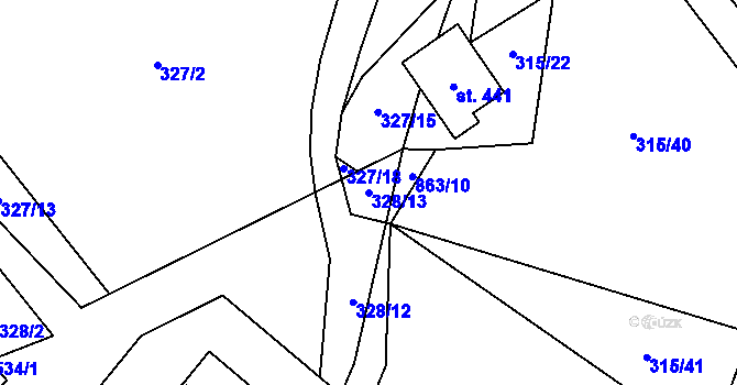 Parcela st. 328/13 v KÚ Čenkovice, Katastrální mapa