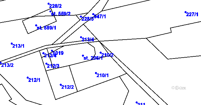 Parcela st. 210/2 v KÚ Čenkovice, Katastrální mapa