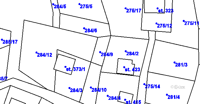 Parcela st. 284/9 v KÚ Čenkovice, Katastrální mapa