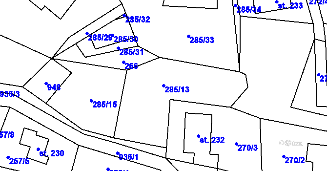 Parcela st. 285/13 v KÚ Čenkovice, Katastrální mapa