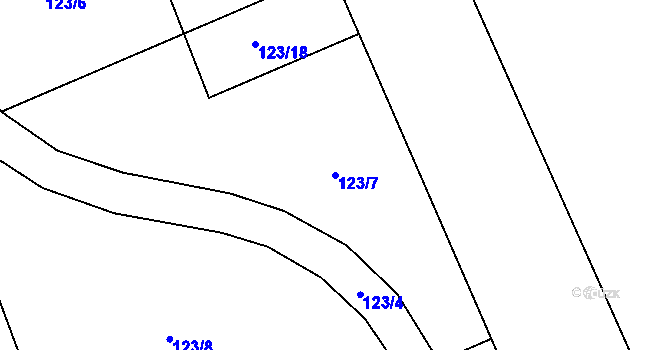 Parcela st. 123/7 v KÚ Čenkovice, Katastrální mapa