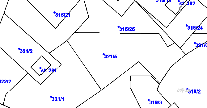 Parcela st. 321/5 v KÚ Čenkovice, Katastrální mapa