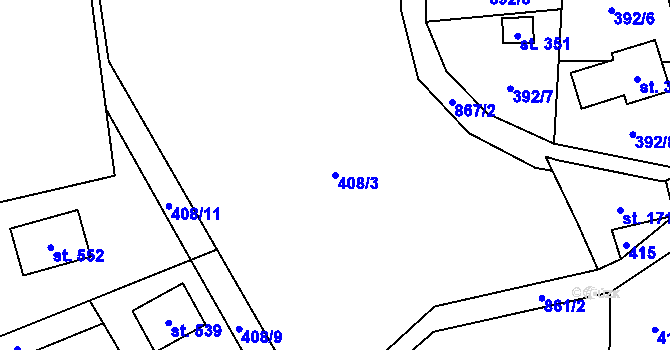 Parcela st. 408/3 v KÚ Čenkovice, Katastrální mapa