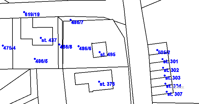 Parcela st. 495 v KÚ Čenkovice, Katastrální mapa