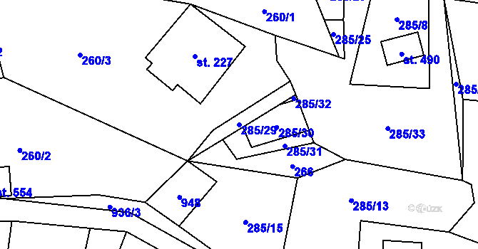 Parcela st. 285/29 v KÚ Čenkovice, Katastrální mapa
