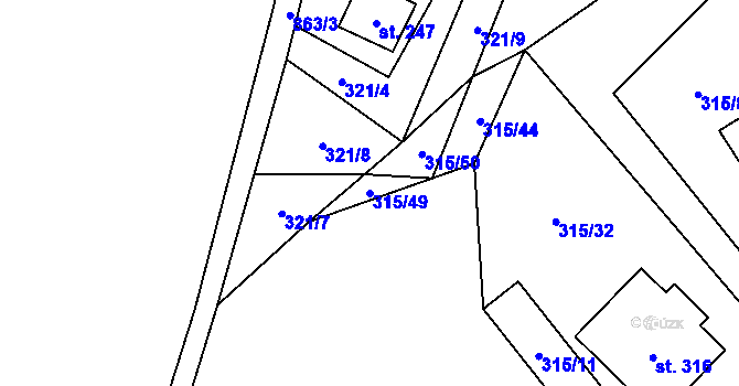 Parcela st. 315/49 v KÚ Čenkovice, Katastrální mapa
