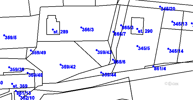 Parcela st. 359/43 v KÚ Čenkovice, Katastrální mapa