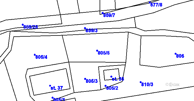Parcela st. 805/5 v KÚ Čenkovice, Katastrální mapa