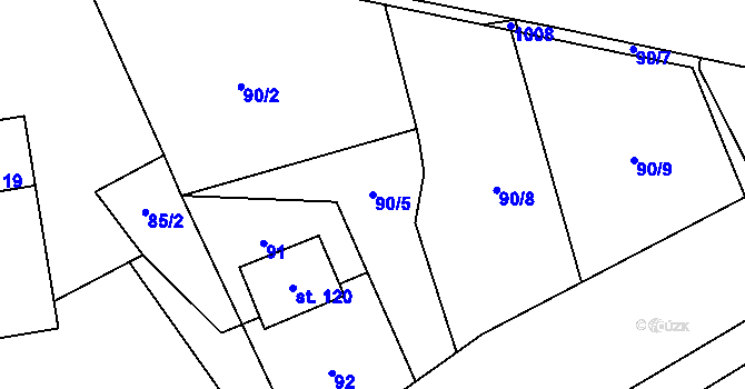 Parcela st. 90/5 v KÚ Čenkovice, Katastrální mapa