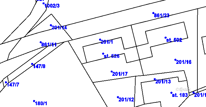 Parcela st. 526 v KÚ Čenkovice, Katastrální mapa