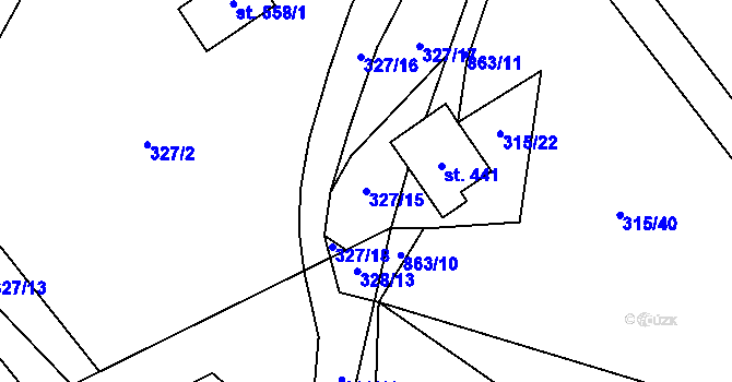 Parcela st. 327/15 v KÚ Čenkovice, Katastrální mapa