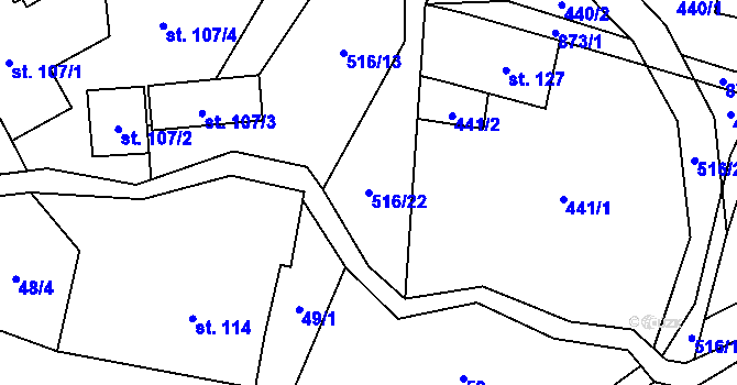 Parcela st. 516/22 v KÚ Čenkovice, Katastrální mapa