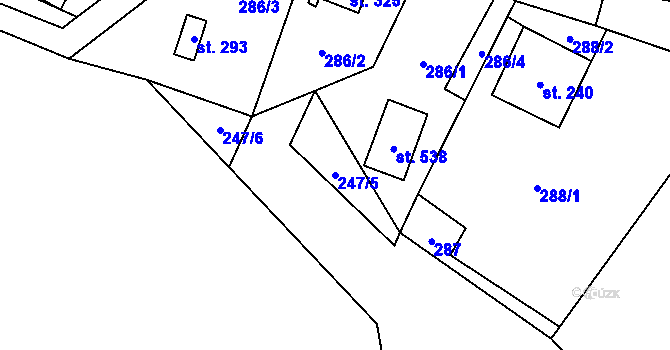 Parcela st. 247/5 v KÚ Čenkovice, Katastrální mapa