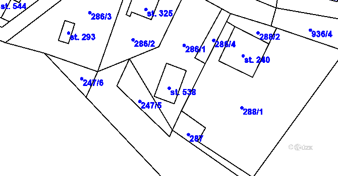 Parcela st. 538 v KÚ Čenkovice, Katastrální mapa