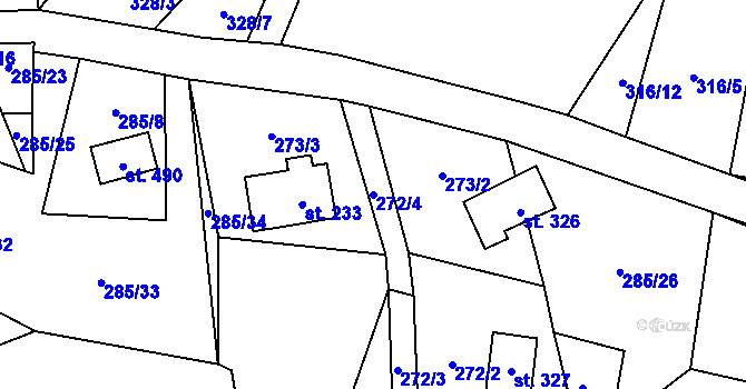 Parcela st. 272/4 v KÚ Čenkovice, Katastrální mapa