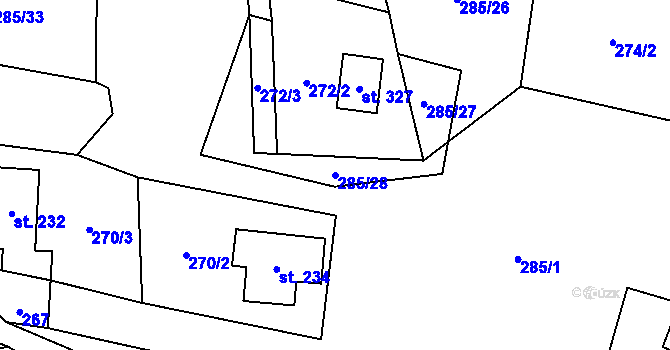 Parcela st. 285/28 v KÚ Čenkovice, Katastrální mapa