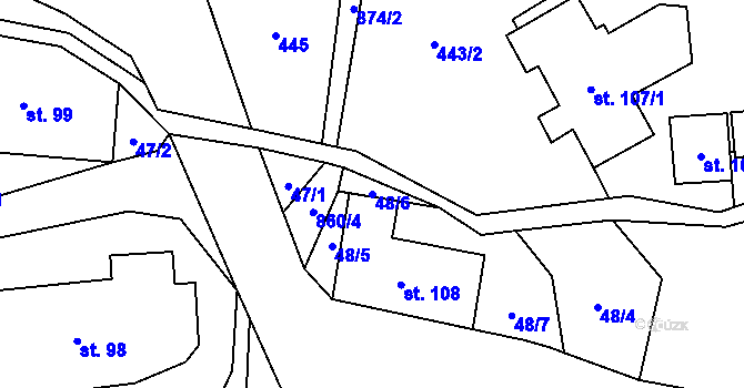 Parcela st. 48/6 v KÚ Čenkovice, Katastrální mapa