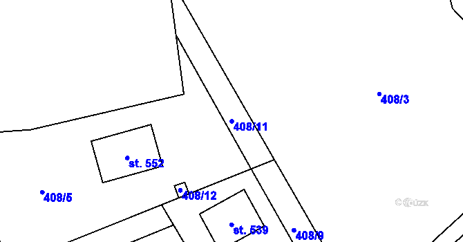 Parcela st. 408/11 v KÚ Čenkovice, Katastrální mapa