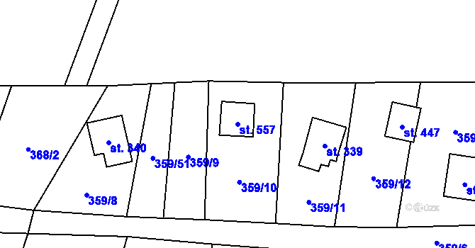Parcela st. 557 v KÚ Čenkovice, Katastrální mapa