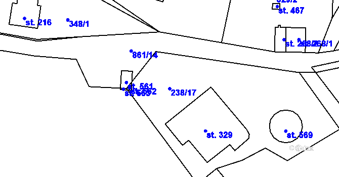 Parcela st. 238/17 v KÚ Čenkovice, Katastrální mapa