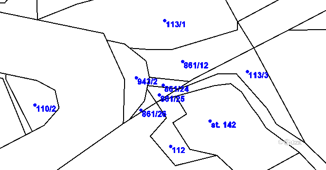 Parcela st. 861/24 v KÚ Čenkovice, Katastrální mapa